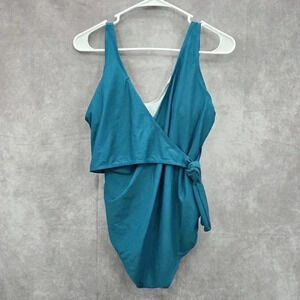 Green One Piece Swimsuits Swimwear Wrap Style Medium